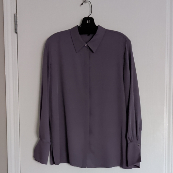 Theory Tops - Theory Lavender Button-Front Long Sleeve Blouse
